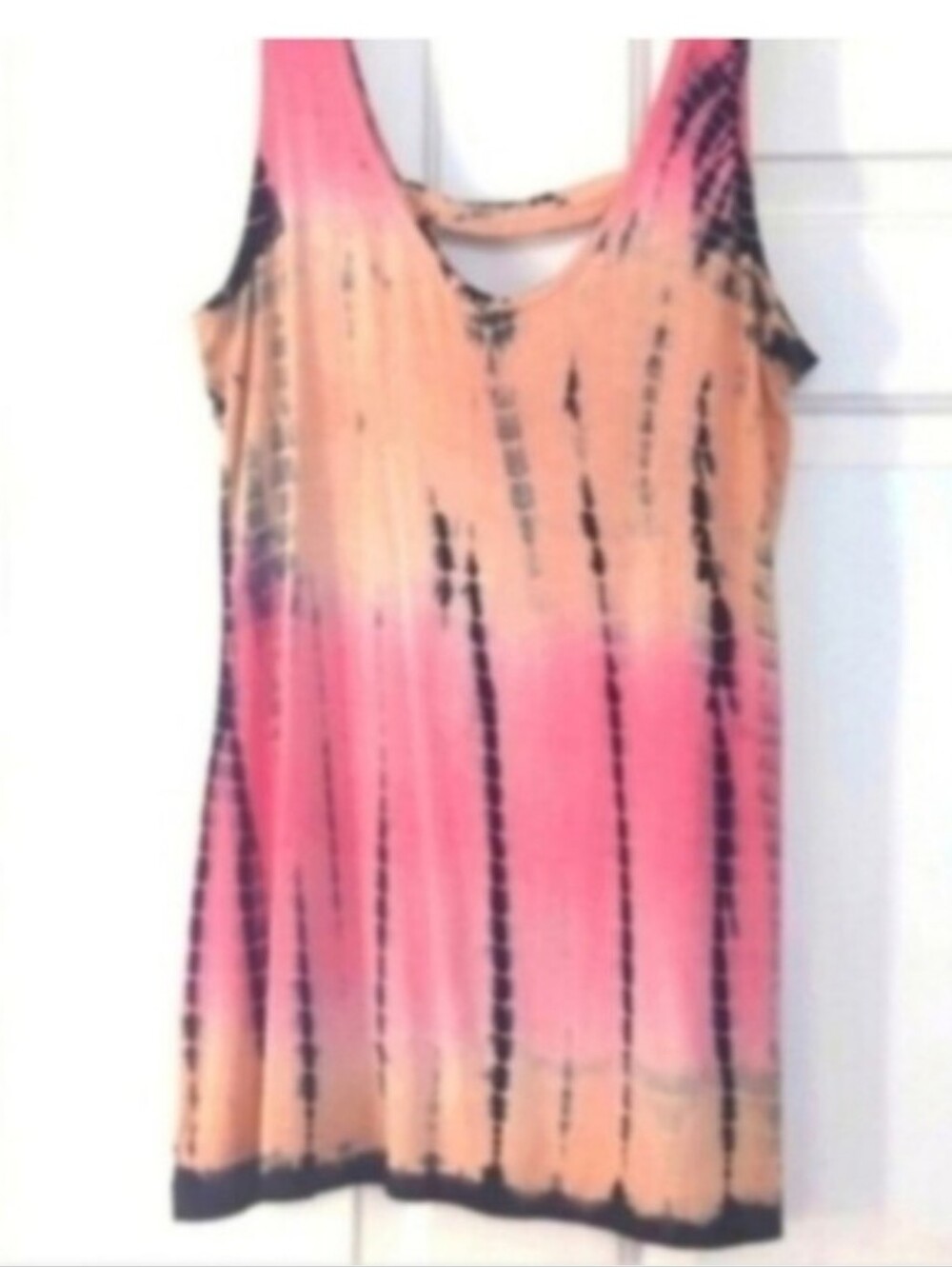 raya sun Tie-Dye Mini Tee Dress in Peach Coral Pink Medium Swimsuit Coverup
